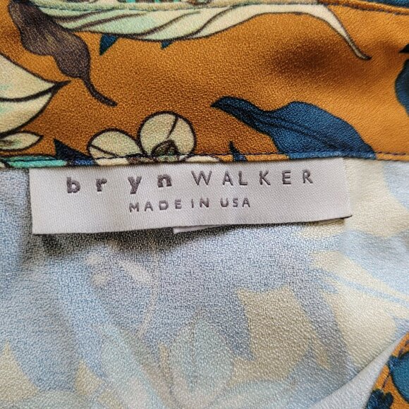 Bryn Walker Women Blouse Shirt Top Large Long Sleeve Button Floral Brown - Picture 7 of 9